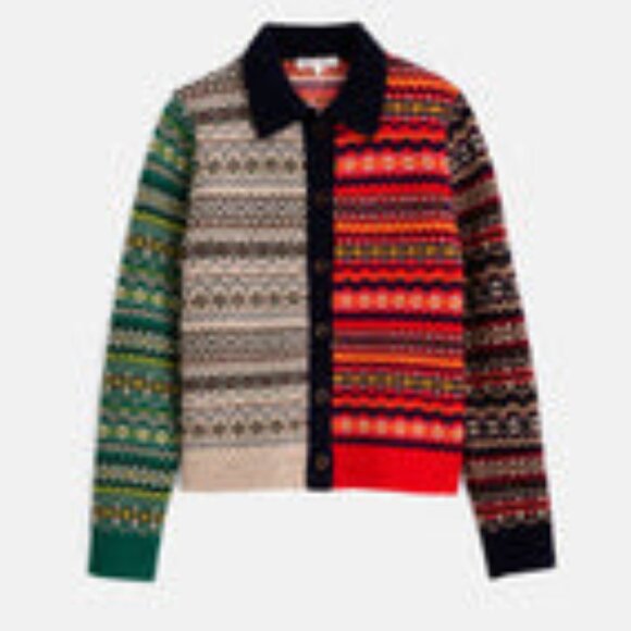 Alex Mill Alma Fair Isle Wool Cardigan Sz L - Picture 2 of 7